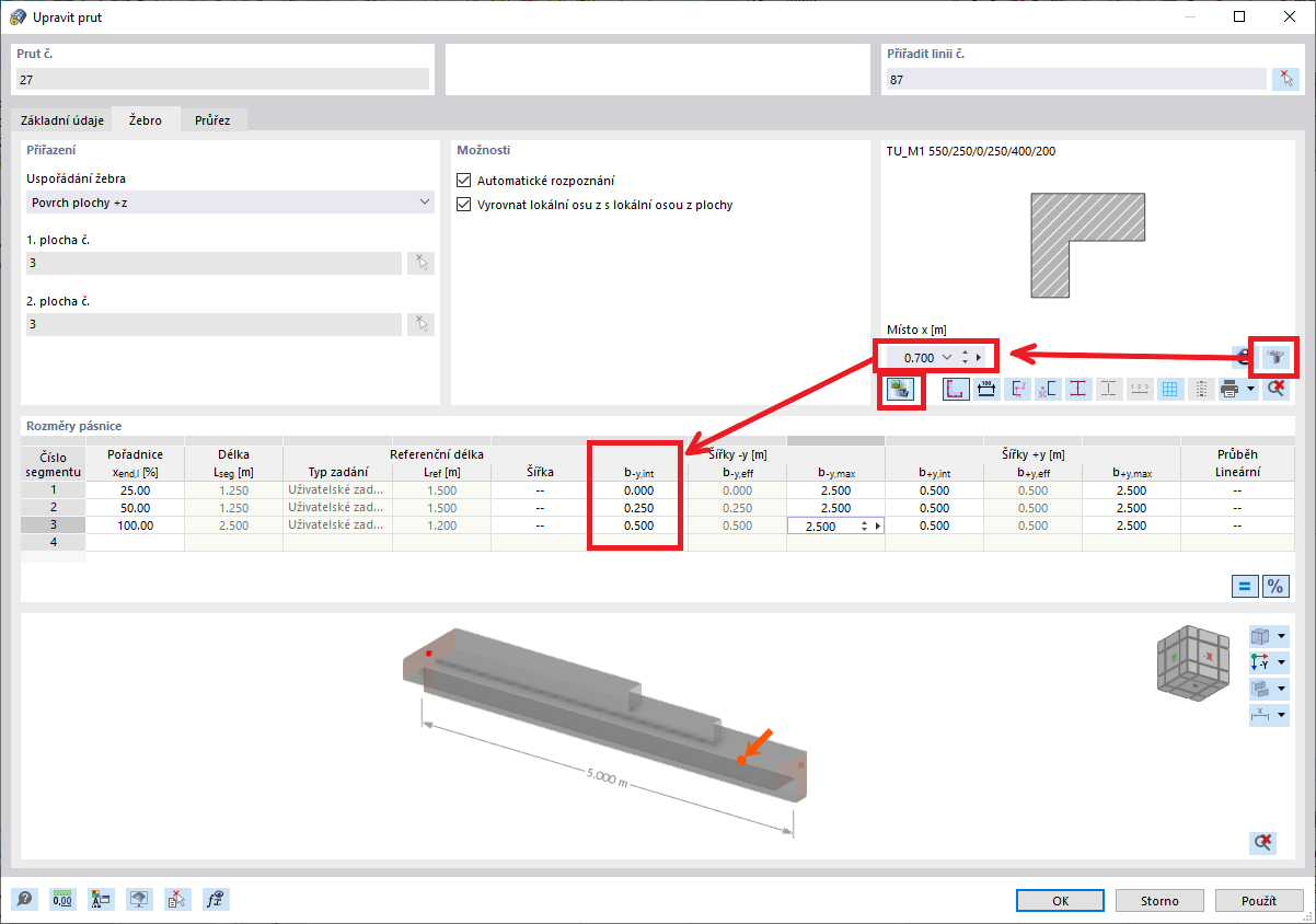 FAQ 005184 | Jak mohu v programu RFEM 6 odstranit nebo zmenšit spolupůsobící šířku žebra pro jednu stranu?