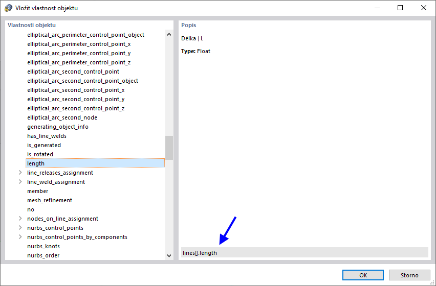 Použití odkazu pomocí vlastnosti objektu