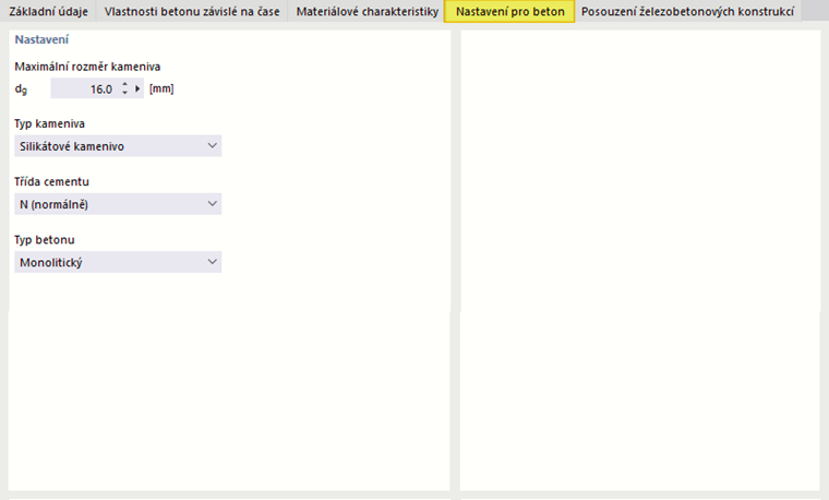 Nastavení pro beton