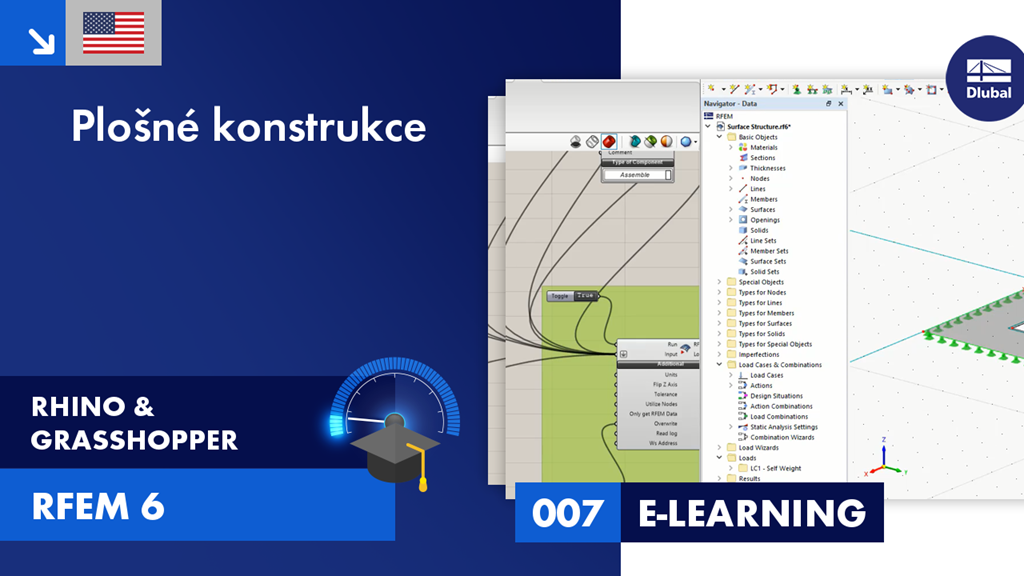 Inovativní povrchová struktura vytvořená pomocí parametrických návrhových nástrojů Rhino a Grasshopper pro složité geometrie.