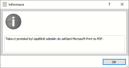 Informace po tisku na tiskárně
