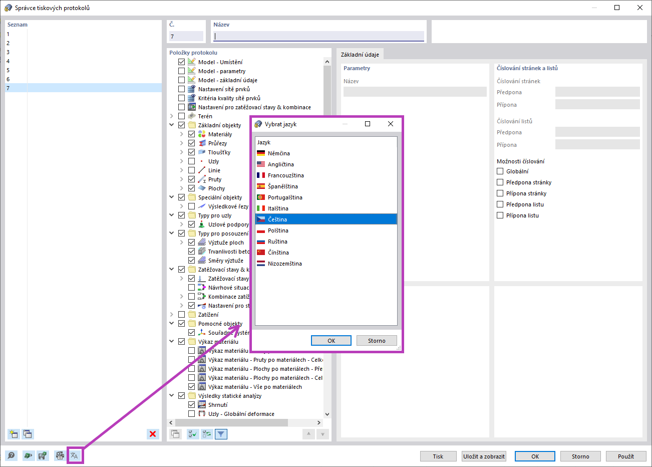 Výběr jazyka tiskového protokolu