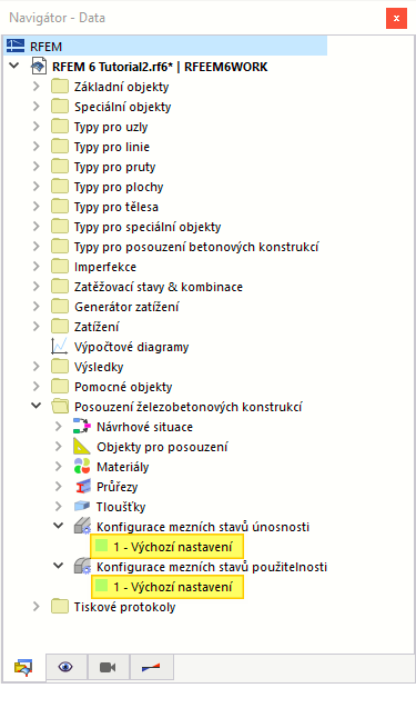 Standardní konfigurace pro posouzení betonu podle EN 1992