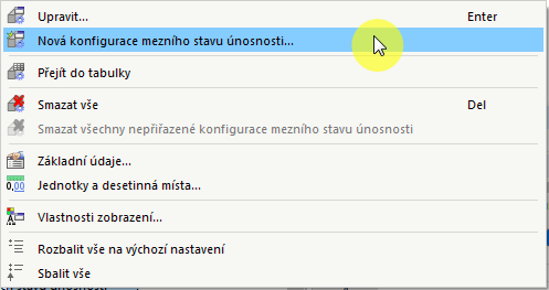 Vytvořit konfiguraci posouzení pomocí místní nabídky
