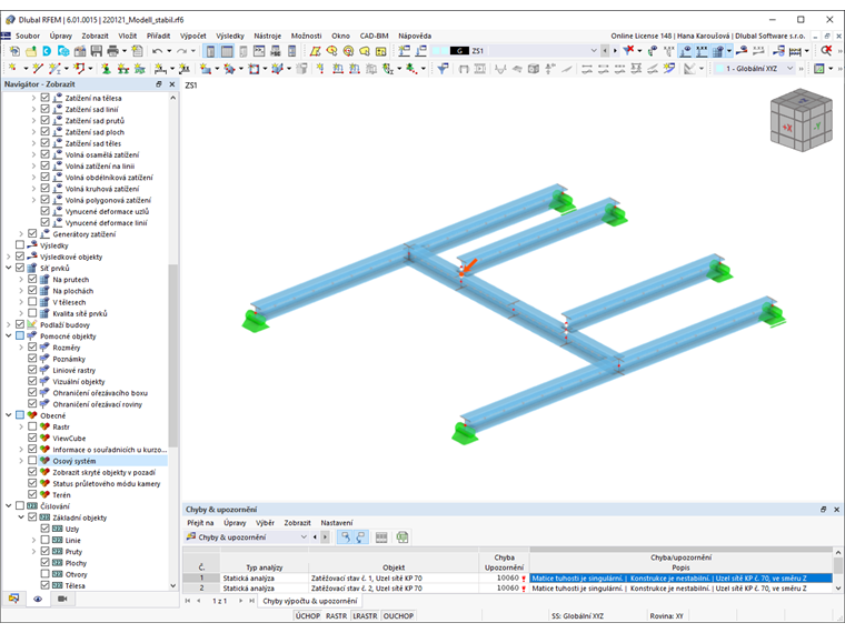 FAQ 005191 | Můj model v programu RFEM 6 je nestabilní. Jak to mohu opravit?