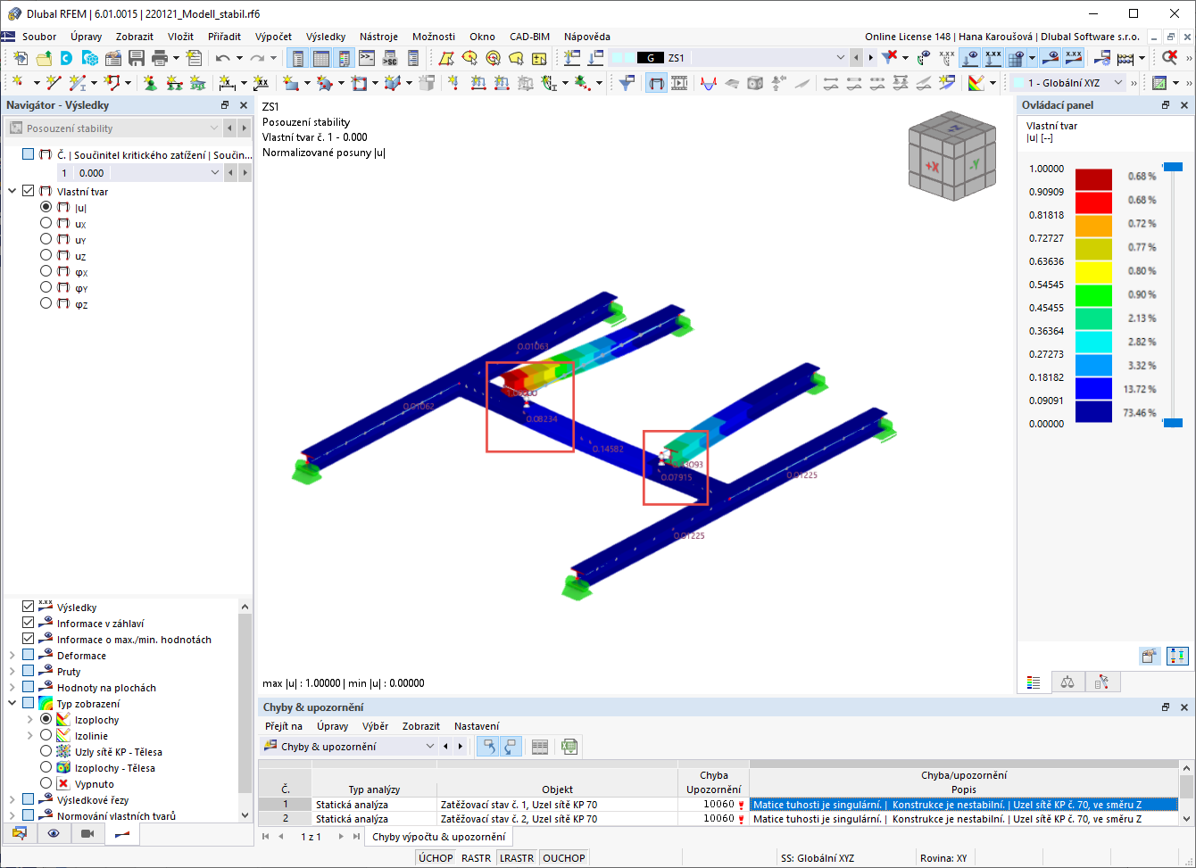 FAQ 005191 | Můj model v programu RFEM 6 je nestabilní. Jak to mohu opravit?