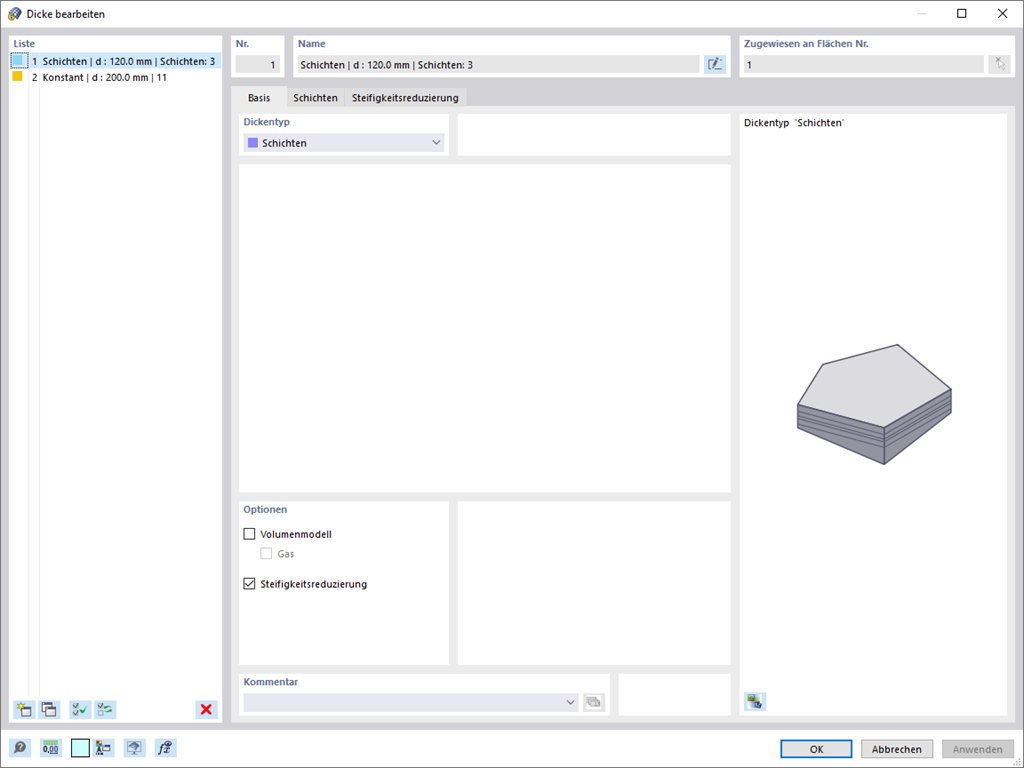 Typ tloušťky - vrstvy