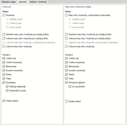 Definice řádků a sloupců výsledků pro dokumentaci