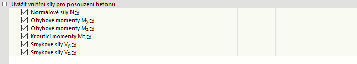 Uvážit vnitřní síly pro posouzení betonu