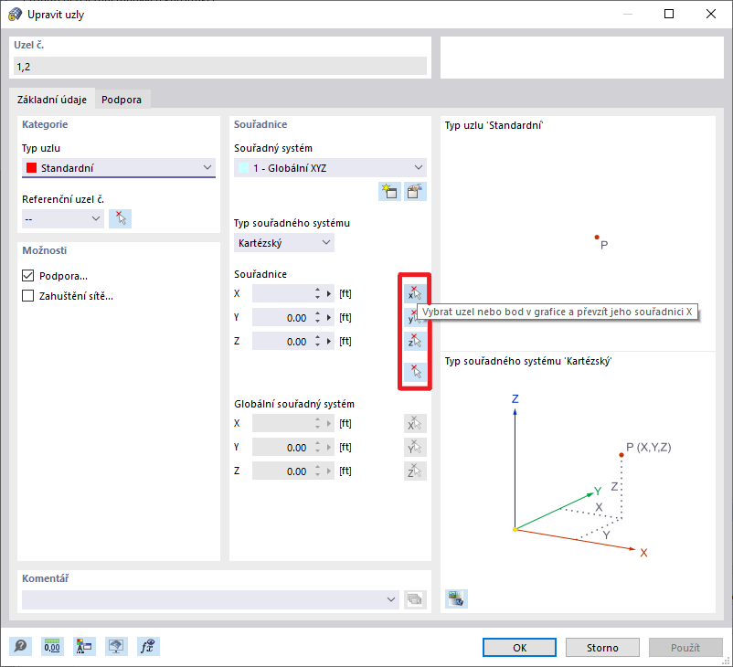 FAQ 005196 | Je možné převzít souřadnice jiného bodu?