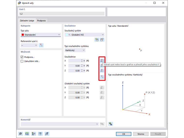 FAQ 005196 | Je možné převzít souřadnice jiného bodu?