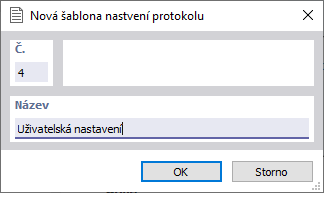 Uložení nastavení jako šablony