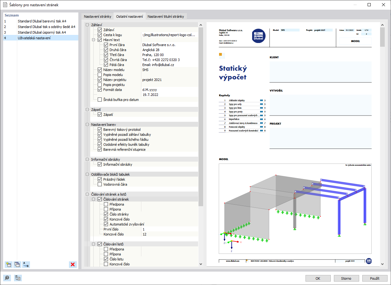 Výběr záhlaví protokolu z předloh