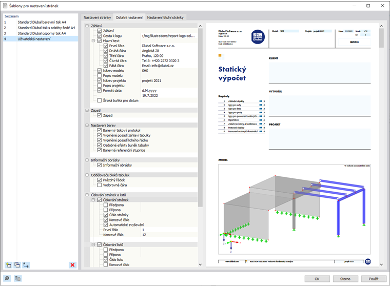 Výběr záhlaví protokolu z předloh