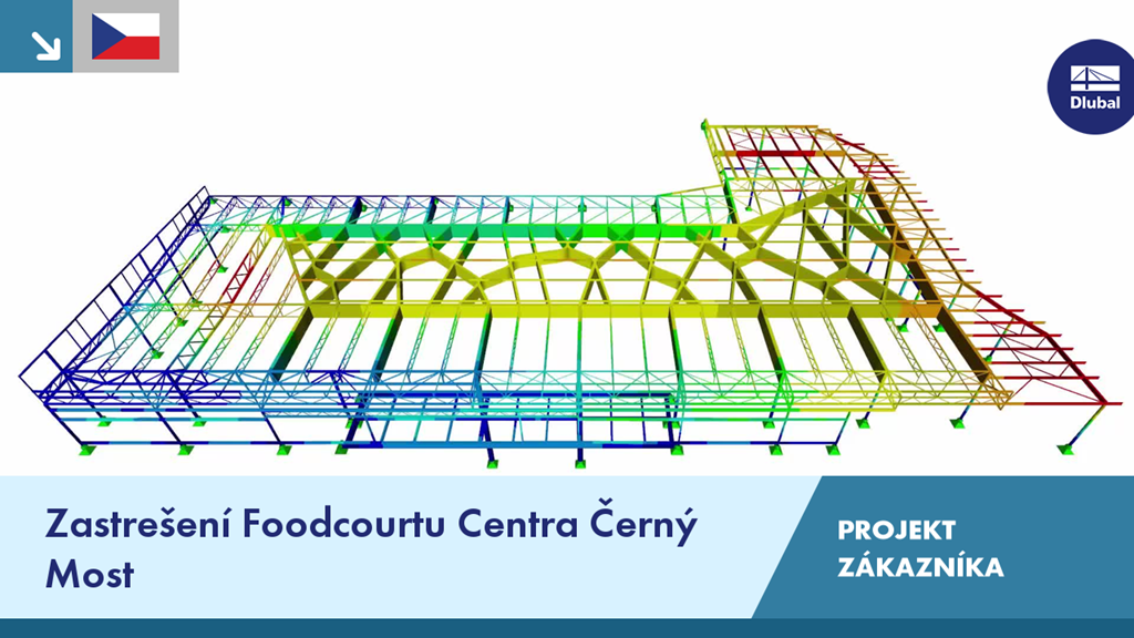 Moderní střešní konstrukce ve food courtu Centra Černý Most v Praze ukazuje inovativní využití oceli a skla.