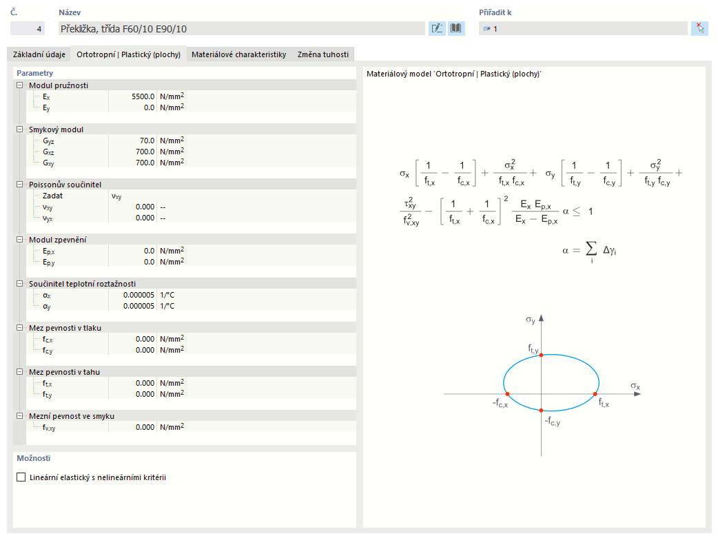 Materiálový model "Ortotropní" | Plastika (plochy) "