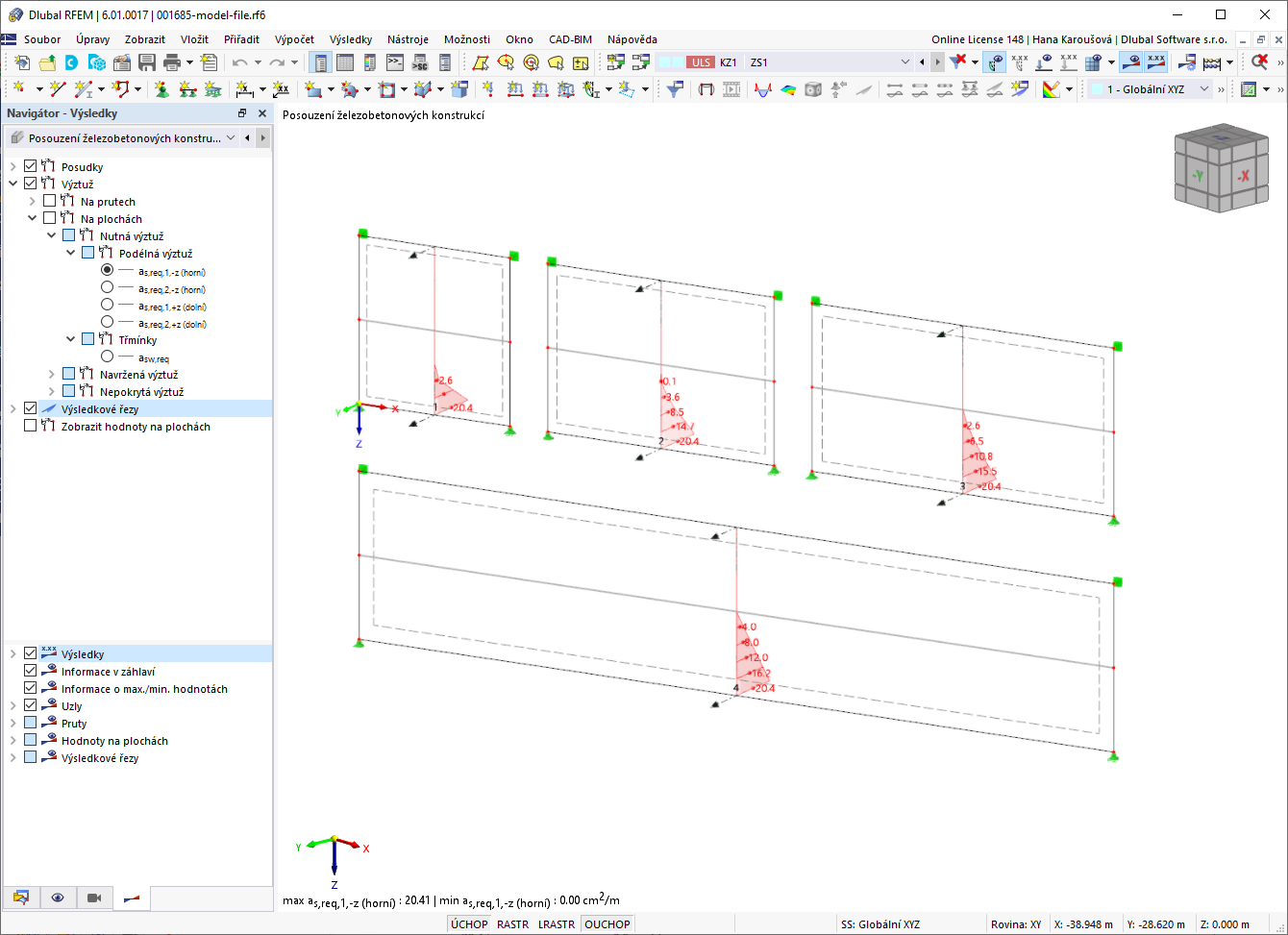 Nutná podélná výztuž