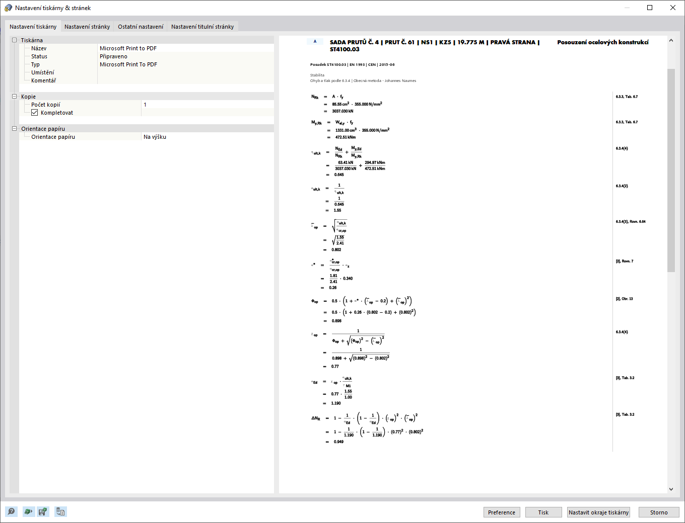 Tisk náhledu vzorců