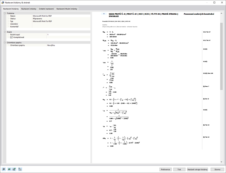 Tisk náhledu vzorců