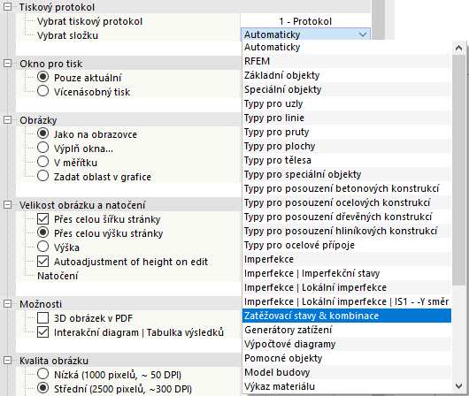 Výběr složky tiskového protokolu pro obrázek
