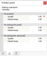 Úprava součinitelů zobrazení pro výsledky posouzení