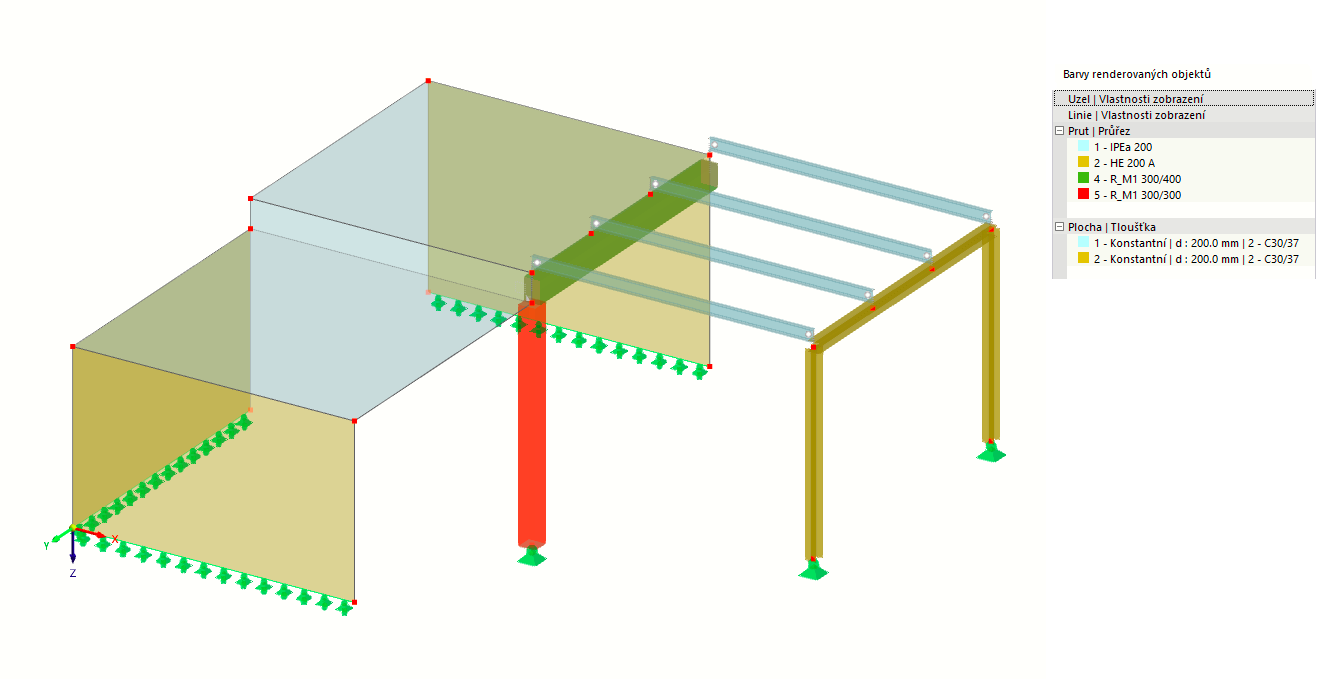 Tiskový výstup s barevným panelem renderovaných objektů