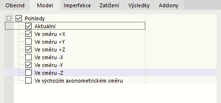 Výběr pohledů na model