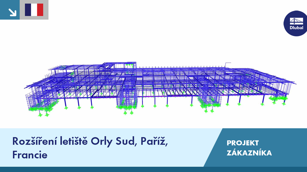 Projekt rozšíření letiště Paříž Orly Jih - detailní záběr na konstrukci a architekturu.