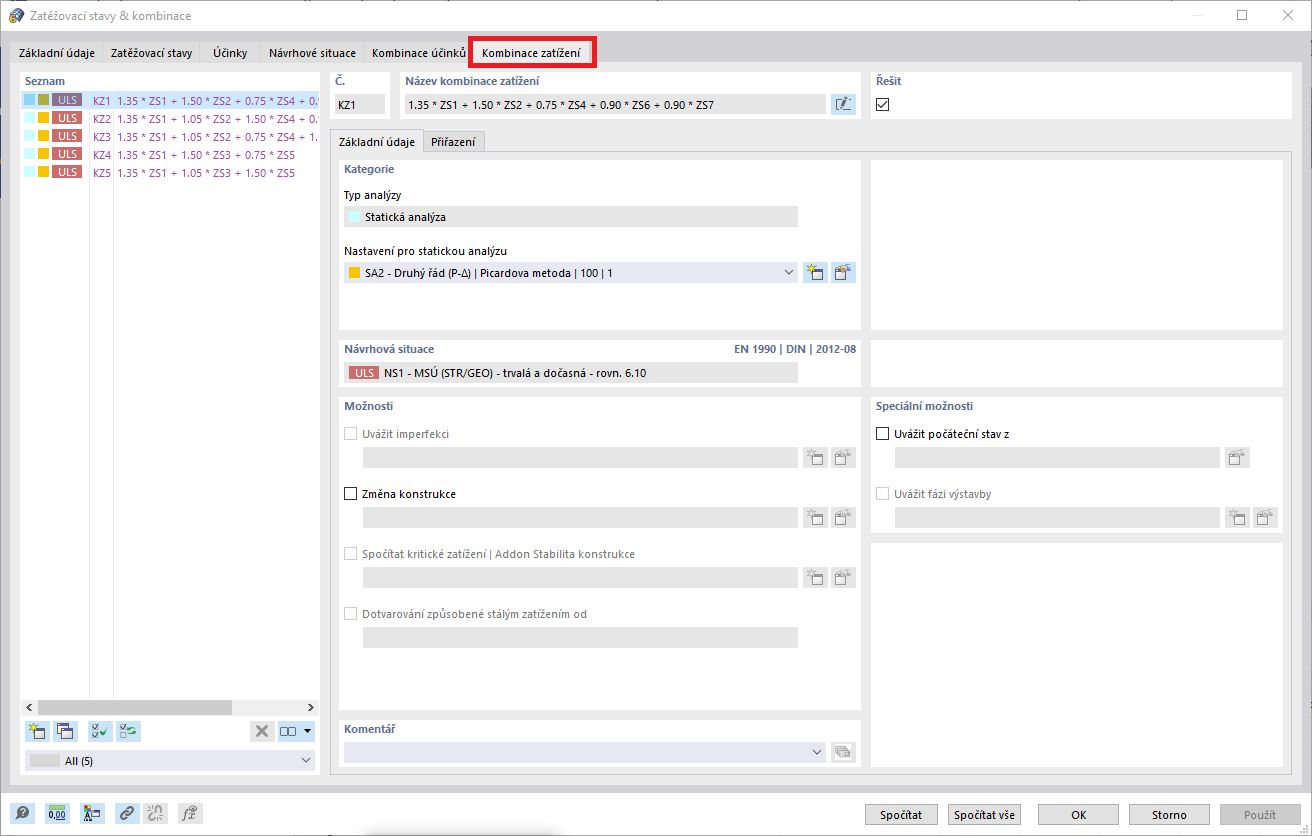FAQ 005203 | Kde mohu v programu RFEM 6 nastavit redukci počtu kombinací zatížení? A jak tato redukce funguje?