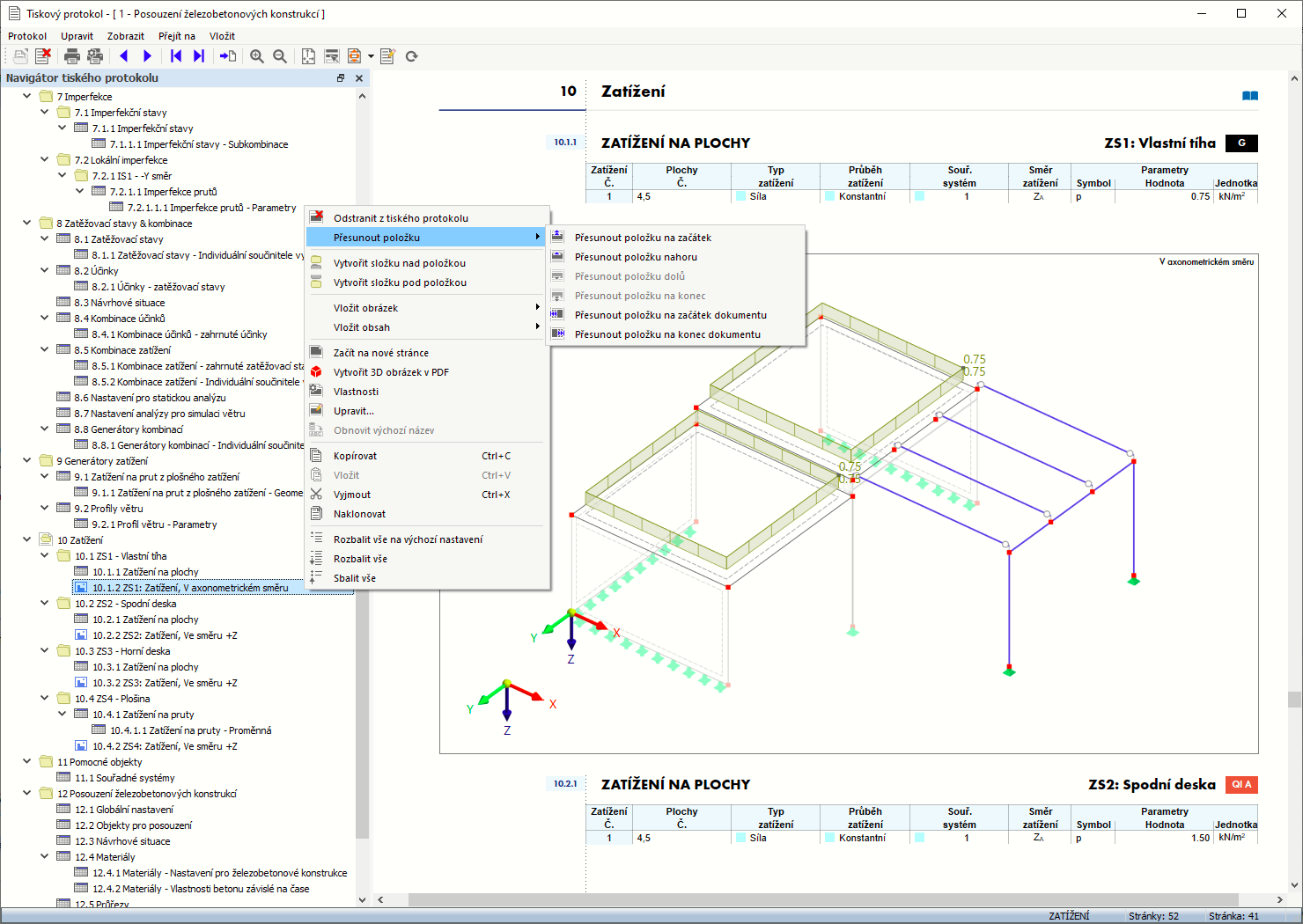 Místní nabídka ' Posunout položku '