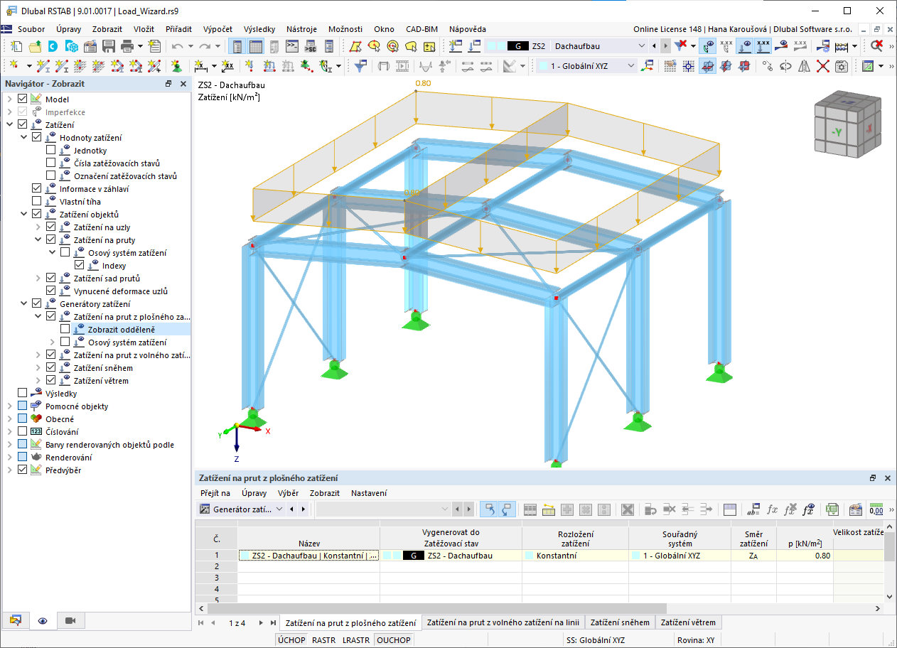 FAQ 005207 | Pokud v modelu zobrazím zatížení z generátoru zatížení odděleně, zmizí. Co dělám špatně?