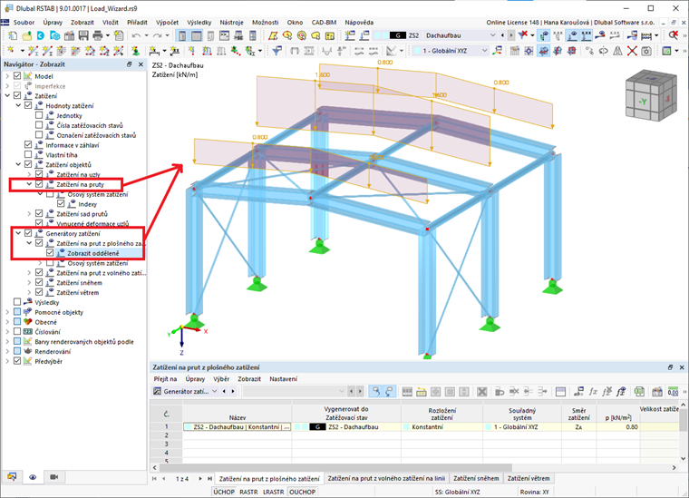 FAQ 005207 | Pokud v modelu zobrazím zatížení z generátoru zatížení odděleně, zmizí. Co dělám špatně?