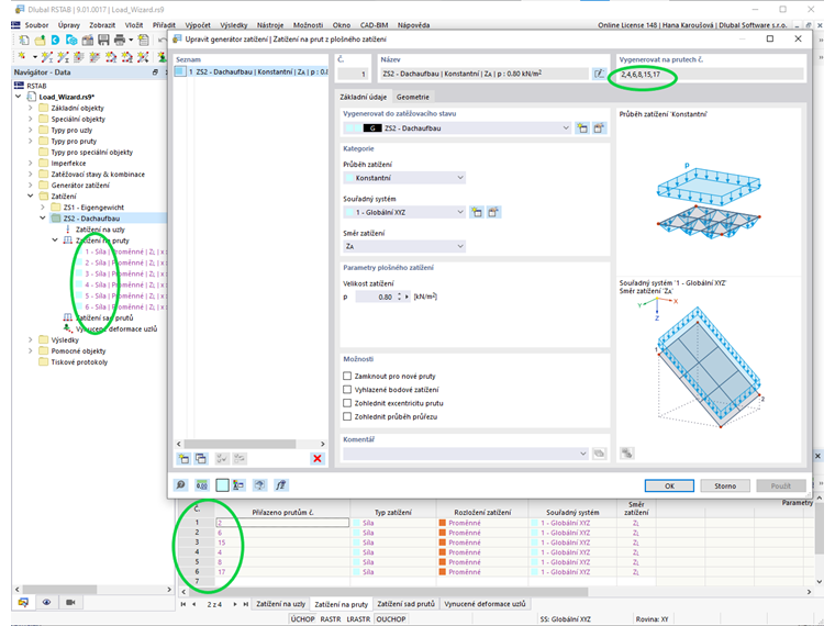 FAQ 005207 | Pokud v modelu zobrazím zatížení z generátoru zatížení odděleně, zmizí. Co dělám špatně?