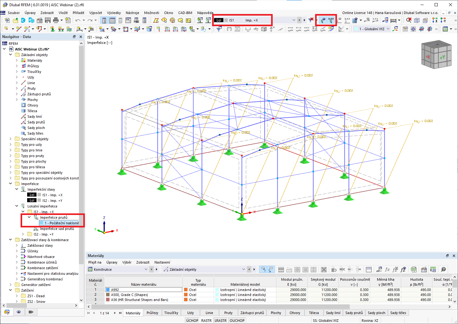Grafické zobrazení imperfekcí prutů