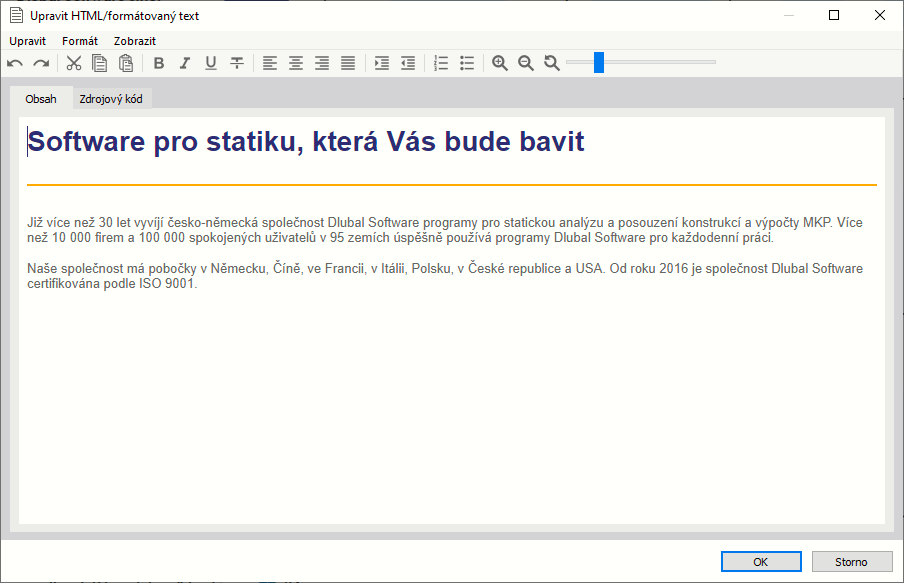 Použití textu ve formátu HTML