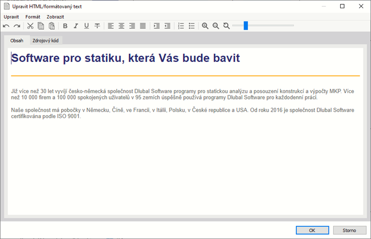 Použití textu ve formátu HTML
