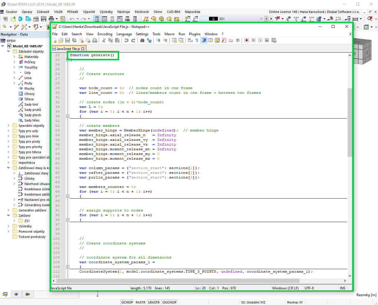 Soubor JavaScript: Funkce “generate()”