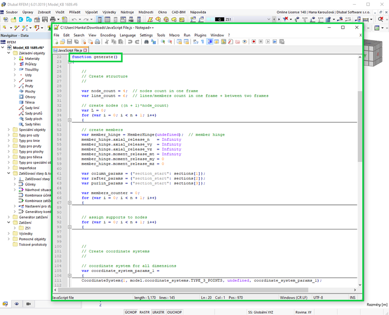 Soubor JavaScript: Funkce “generate()”
