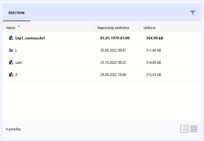 Modely v zobrazení seznamu s místní nabídkou modelu