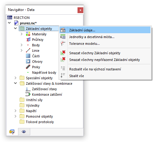 Upravit Základní údaje z místní nabídky