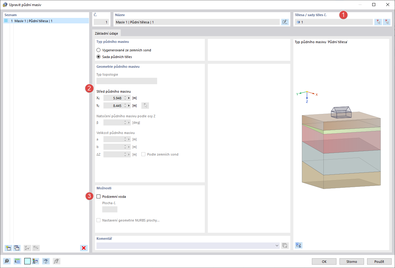 Typ půdního masivu | Sada půdních těles
