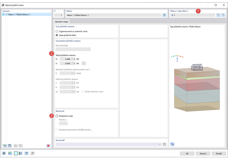 Typ půdního masivu | Sada půdních těles