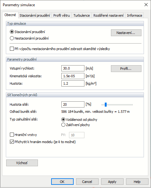 Parametry simulace, Obecné