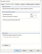 Parametry simulace, Stacionární proudění