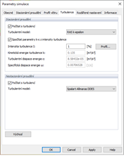 Parametry simulace, Turbulence