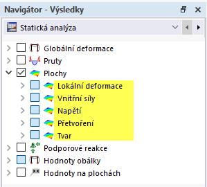 Výsledky pro plochy v navigátoru