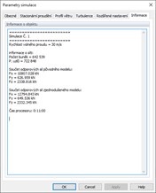 Parametry simulace, Informace