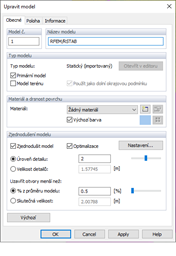 Upravit model, záložka ' Obecné '