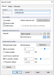 Upravit model, záložka ' Obecné '
