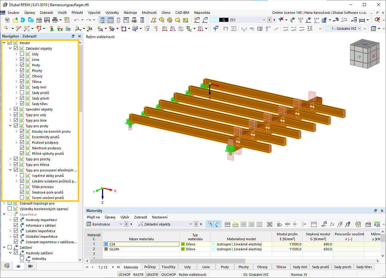 FAQ 005212 | Kde mohu skrýt zadané typy (např. návrhové podpory nebo vzpěrné délky)?
